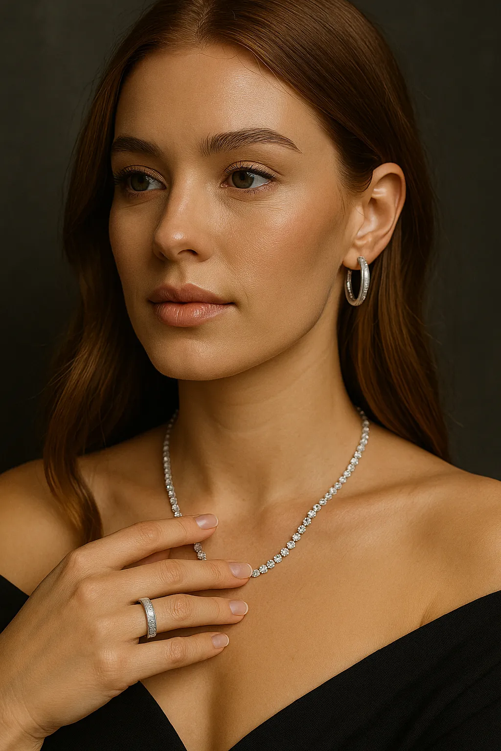 Eine Frau mit Weißgoldschmuck
